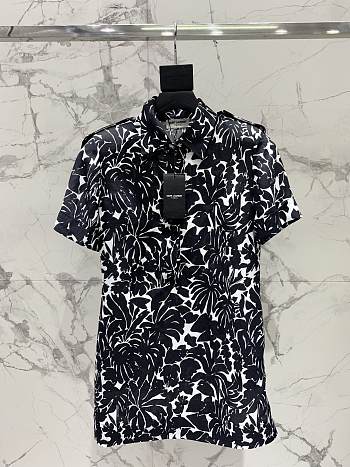 YSL Floral Jersey Shirt Dress