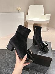 Chanel Short Boots Velvet Black - 2