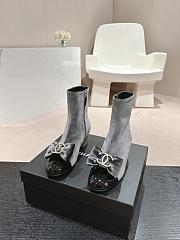 Chanel Short Boots Velvet Gray - 1