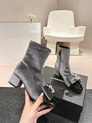 Chanel Short Boots Velvet Gray - 6