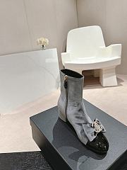 Chanel Short Boots Velvet Gray - 5