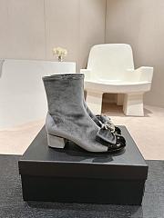 Chanel Short Boots Velvet Gray - 3