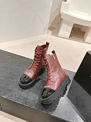 Chanel Short Boots Leather Brown Reddish brown - 4