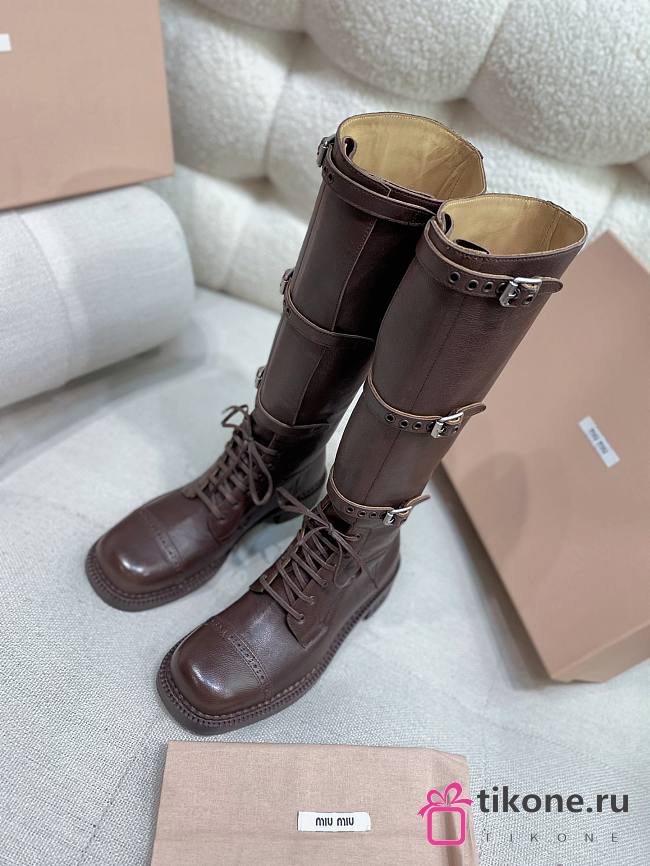 Miumiu Leather Boots Cocoa Brown 35mm - 1