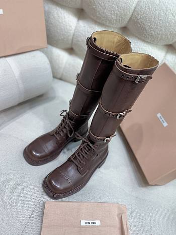 Miumiu Leather Boots Cocoa Brown 35mm