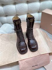 Miumiu Leather Laced Booties Cocoa Brown 35mm - 4