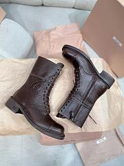 Miumiu Leather Laced Booties Cocoa Brown 35mm - 5