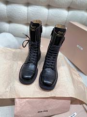 Miumiu Leather Laced Booties Black 35mm - 6