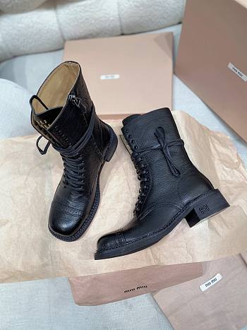 Miumiu Leather Laced Booties Black 35mm