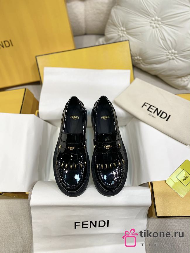 Fendi Filo Brown Leather Loafers Black 35mm - 1