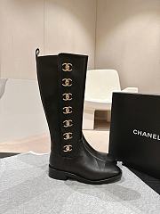 Chanel High Boots Black Leather CC Turnlock - 5