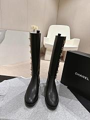 Chanel High Boots Black Leather CC Turnlock - 6