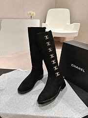 Chanel High Boots Black Suede CC Turnlock - 1