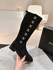 Chanel High Boots Black Suede CC Turnlock - 2