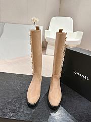 Chanel High Boots Beige Suede CC Turnlock - 2