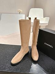 Chanel High Boots Beige Suede CC Turnlock - 4