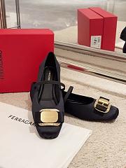 Ferragamo New Vara Plate Ballet Flat Black Fabric 5mm - 1