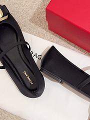 Ferragamo New Vara Plate Ballet Flat Black Fabric 5mm - 2