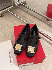 Ferragamo New Vara Plate Ballet Flat Black Fabric 5mm - 4