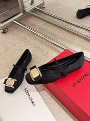 Ferragamo New Vara Plate Ballet Flat Black Fabric 5mm - 5