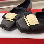 Ferragamo New Vara Plate Ballet Flat Black Nappa 5mm - 6