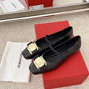 Ferragamo New Vara Plate Ballet Flat Black Nappa 5mm - 5