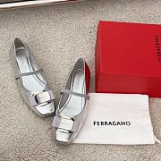 Ferragamo New Vara Plate Ballet Flat Silver Laminated Nappa 5mm - 2