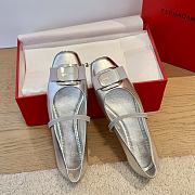 Ferragamo New Vara Plate Ballet Flat Silver Laminated Nappa 5mm - 3