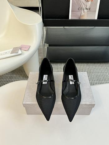 Jimmy Choo Carolyn Flat Black Mesh Patent Leather Flats 25mm