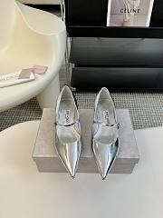 Jimmy Choo Carolyn Flat Silver Liquid Metal Leather Flats - 1