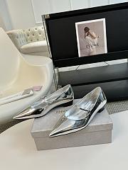 Jimmy Choo Carolyn Flat Silver Liquid Metal Leather Flats - 5