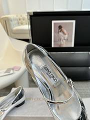 Jimmy Choo Carolyn Flat Silver Liquid Metal Leather Flats - 4