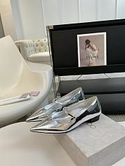 Jimmy Choo Carolyn Flat Silver Liquid Metal Leather Flats - 2