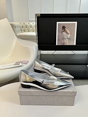 Jimmy Choo Carolyn Flat Silver Liquid Metal Leather Flats - 3