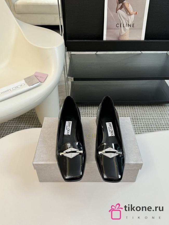 Jimmy Choo Ravi Flat Black Patent Leather Shoes 20mm - 1