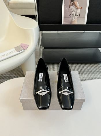 Jimmy Choo Ravi Flat Black Patent Leather Shoes 20mm