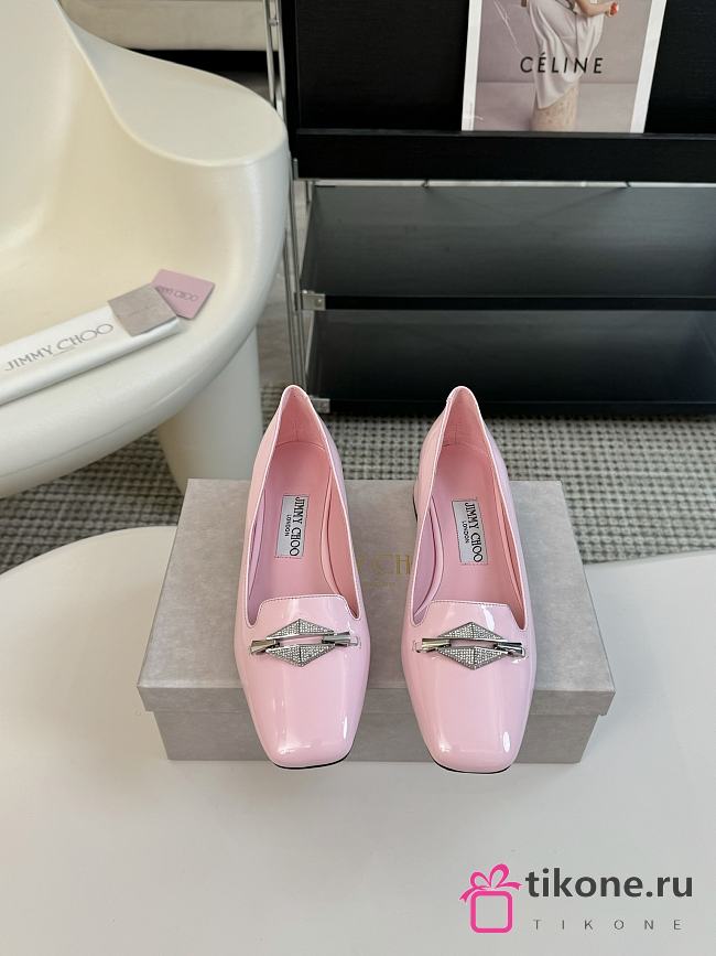 Jimmy Choo Ravi Flat Pink Patent Leather Shoes 20mm - 1