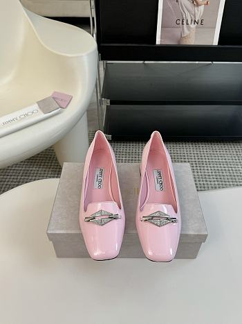 Jimmy Choo Ravi Flat Pink Patent Leather Shoes 20mm