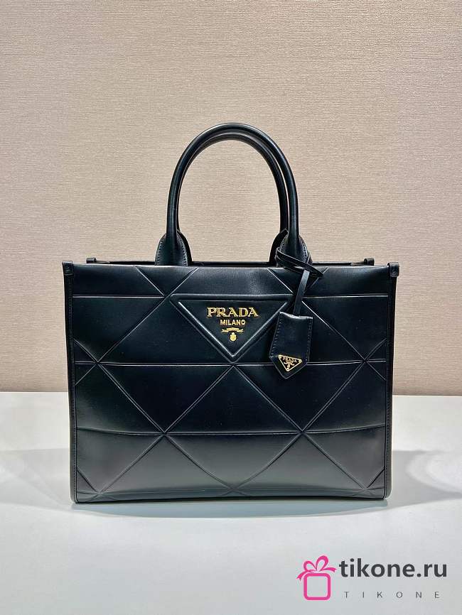 Large Leather Prada Symbole Bag With Topstitching Black - 39x31x11.5cm - 1