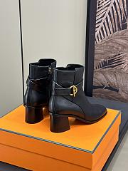 Hermes Jill 60 Ankle Boot Black Leather  - 3