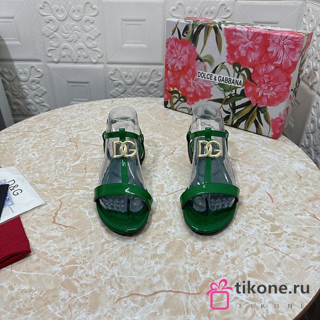 Dolce & Gabbana Bianca Patent Sandals Green - 1