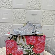 Dolce & Gabbana Bianca Patent Sandals Silver - 6