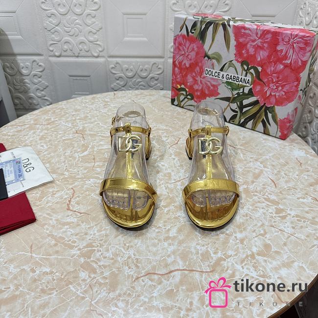 Dolce & Gabbana Bianca Patent Sandals Gold - 1