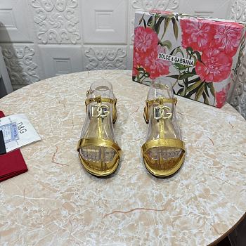 Dolce & Gabbana Bianca Patent Sandals Gold