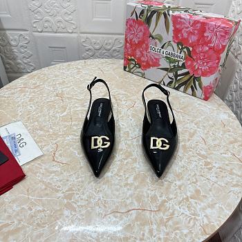 Dolce & Gabbana Patent Leather Slingback Flats Black