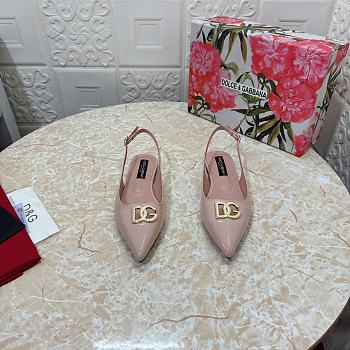 Dolce & Gabbana Patent Leather Slingback Flats Beige