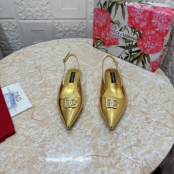 Dolce & Gabbana Patent Leather Slingback Flats Gold