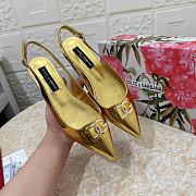 Dolce & Gabbana Patent Leather Slingback Flats Gold - 5