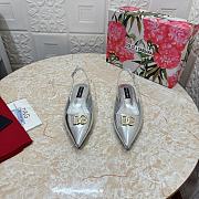 Dolce & Gabbana Patent Leather Slingback Flats Silver - 1