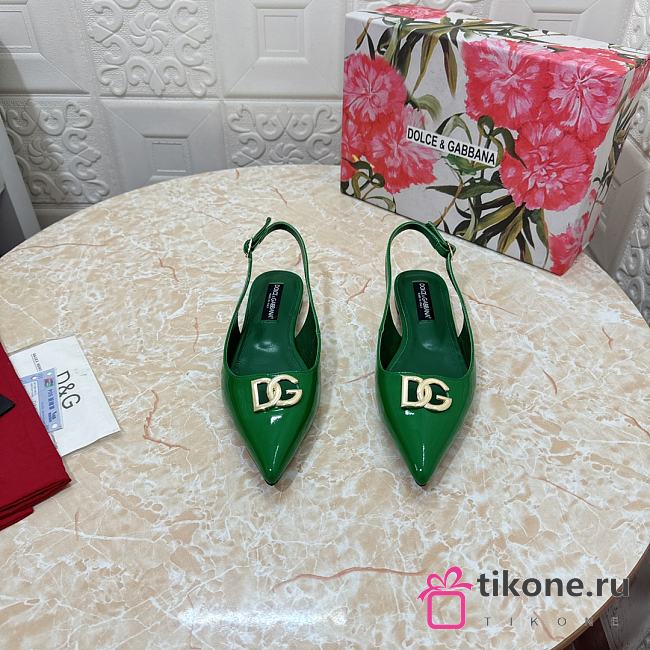 Dolce & Gabbana Patent Leather Slingback Flats Green - 1